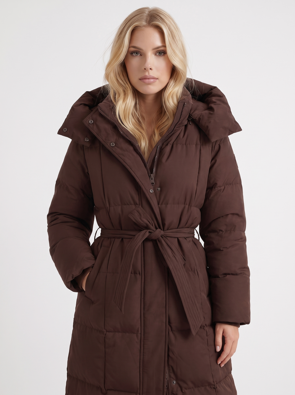 Wintermantel Damen mit Kapuze und langer Silhouette - J&B - 8 - Jasminaboutique.com