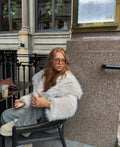 Faux Fur Coat Damen - Oversized Schnitt mit flauschigem Kragen - J&B - 1 - Jasminaboutique.com