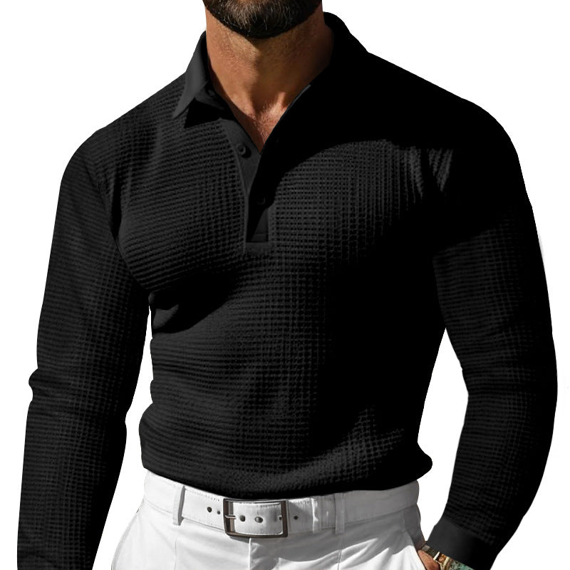Herren Poloshirt mit langen Ärmeln und strukturiertem Design - J&B - 9 - Jasminaboutique.com