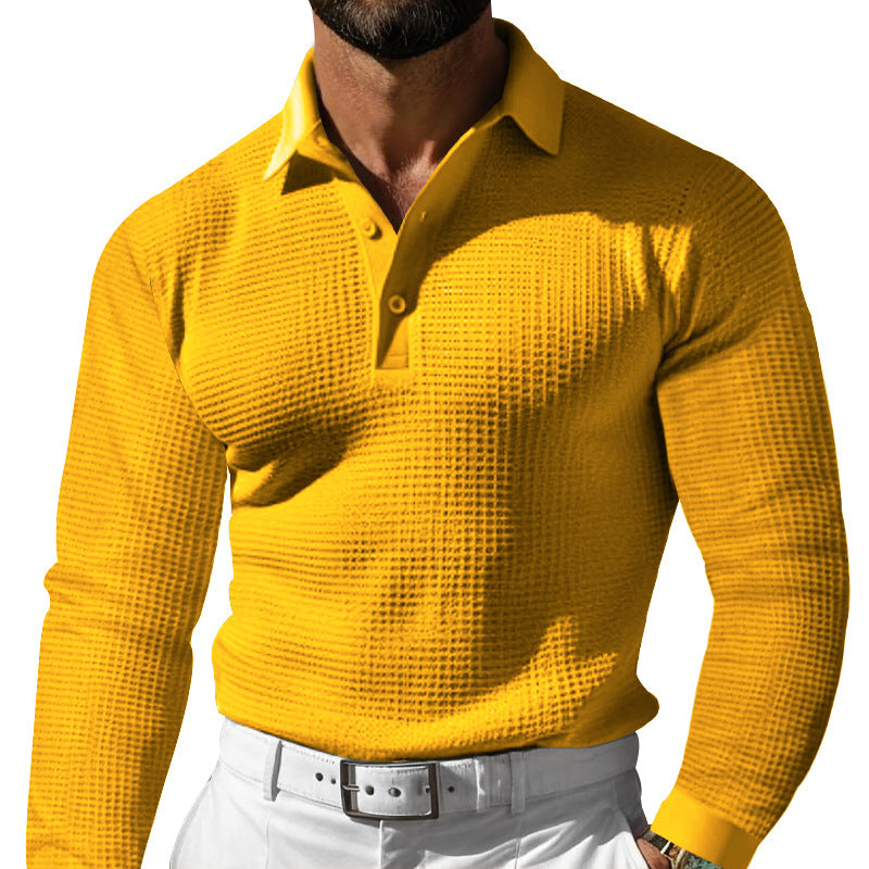 Herren Poloshirt mit langen Ärmeln und strukturiertem Design - J&B - 11 - Jasminaboutique.com