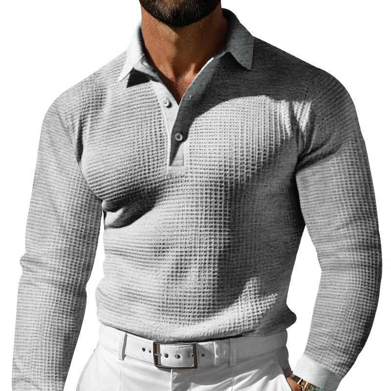 Herren Poloshirt mit langen Ärmeln und strukturiertem Design - J&B - 12 - Jasminaboutique.com