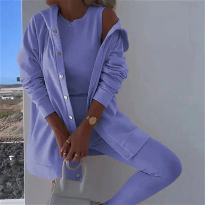 Damen Outfit mit Kapuzenjacke und Leggings - J&B - 1 - Jasminaboutique.com