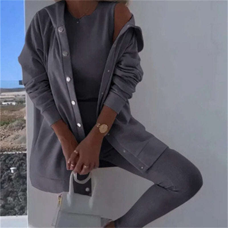 Damen Outfit mit Kapuzenjacke und Leggings - J&B - 10 - Jasminaboutique.com