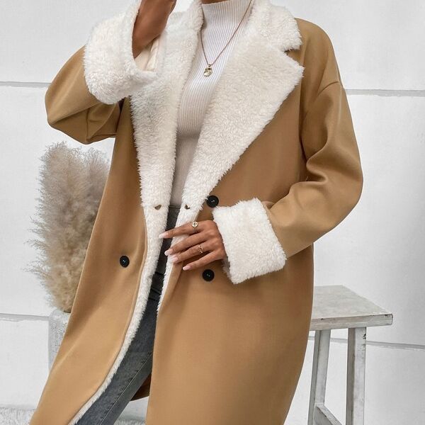 Damen Mantel mit doppelter Knopfleiste und weichem Kragen - J&B - 5 - Jasminaboutique.com