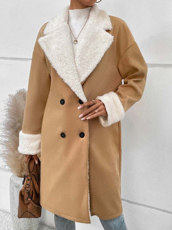 Damen Mantel mit doppelter Knopfleiste und weichem Kragen - J&B - 8 - Jasminaboutique.com