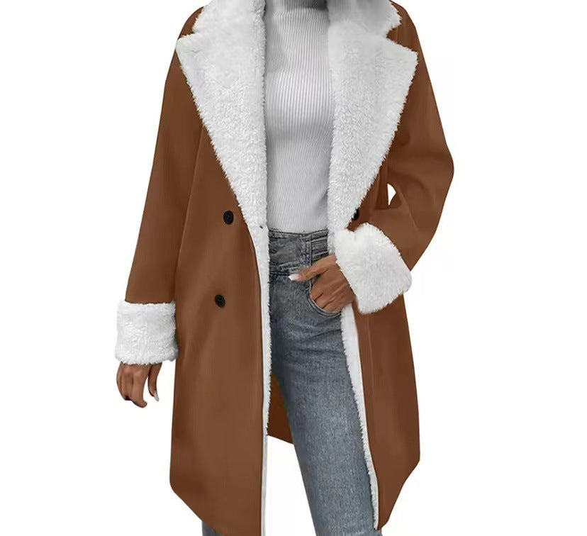 Damen Mantel mit doppelter Knopfleiste und weichem Kragen - J&B - 14 - Jasminaboutique.com