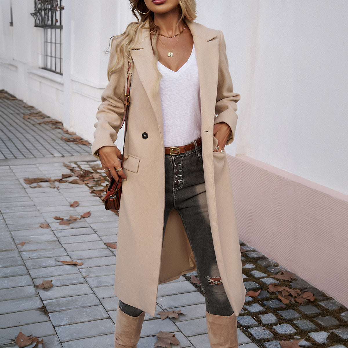 Mantel Damen mit Reverskragen und Taschen - J&B - 5 - Jasminaboutique.com