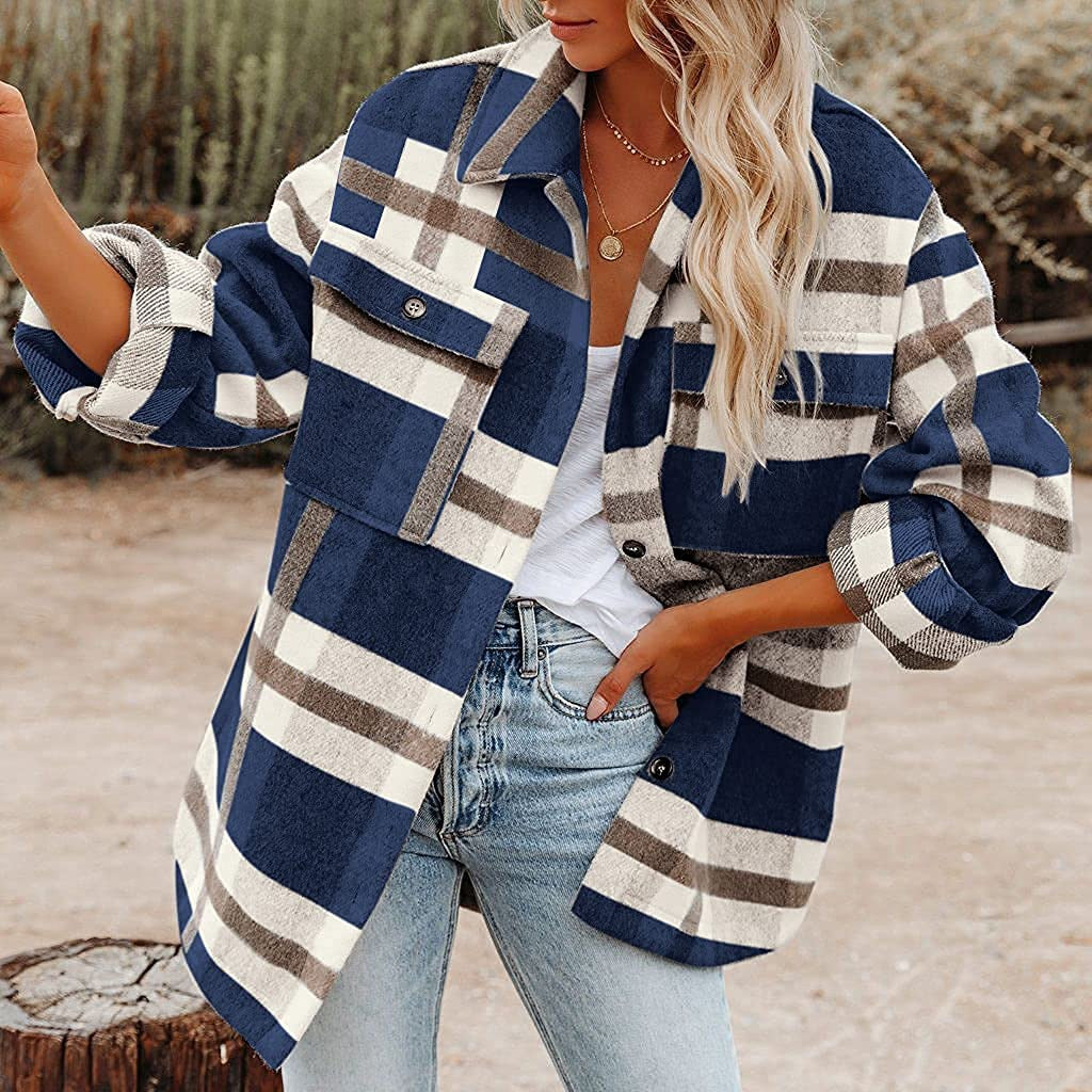 Kariertes Damenjackett mit lässigem Schnitt und praktischen Taschen - J&B - 3 - Jasminaboutique.com