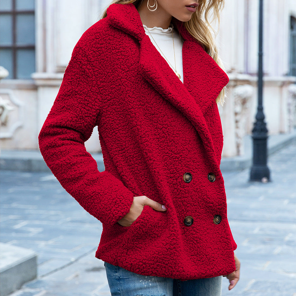 Oversized Damen Mantel mit Revers und Knöpfen - J&B - 15 - Jasminaboutique.com
