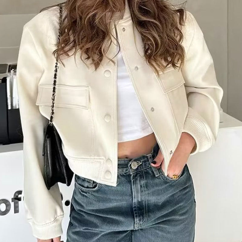 Jacke Damen mit Stehkragen und großen Taschen - J&B - 3 - Jasminaboutique.com