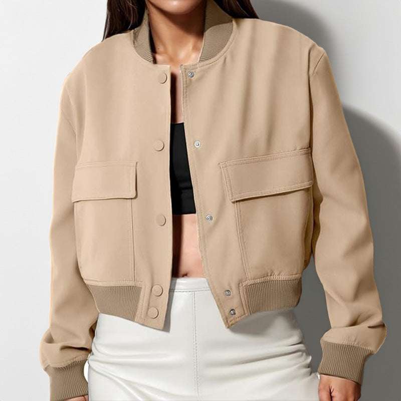Jacke Damen mit Stehkragen und großen Taschen - J&B - 5 - Jasminaboutique.com