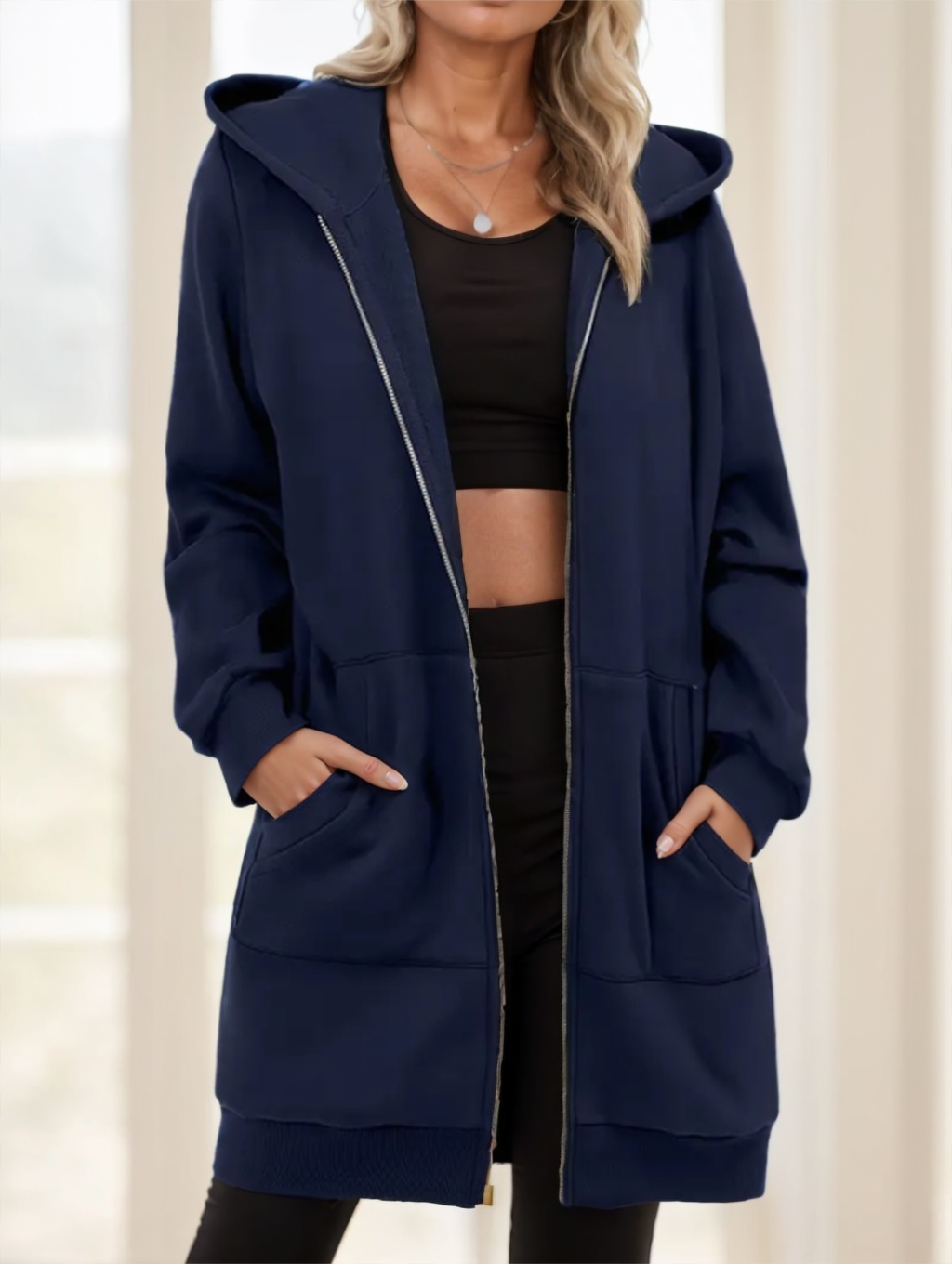 Hoodie Damen mit Reißverschluss und Kapuze - J&B - 3 - Jasminaboutique.com