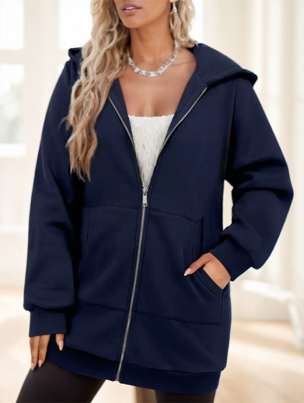 Hoodie Damen mit Reißverschluss und Kapuze - J&B - 4 - Jasminaboutique.com