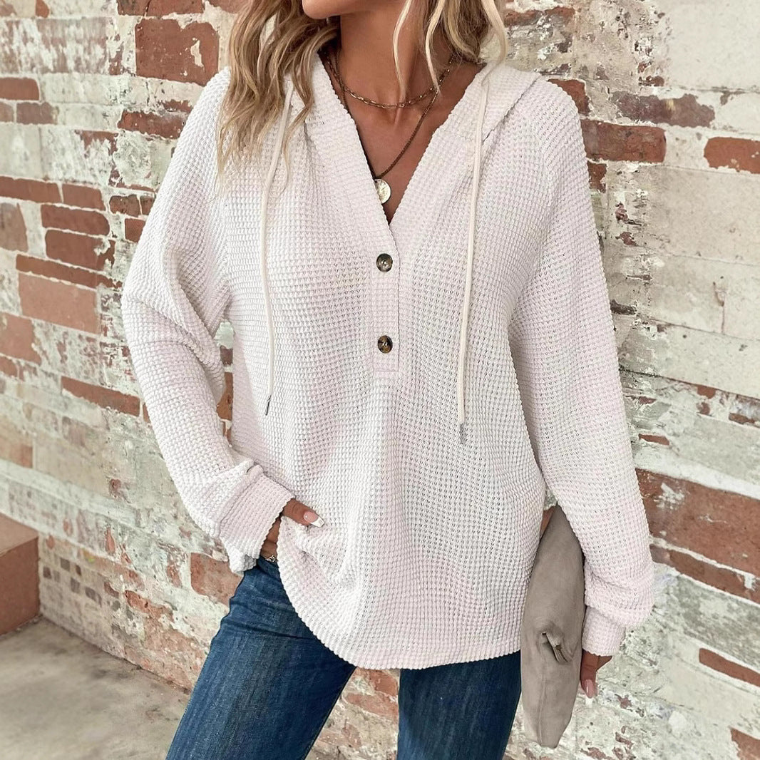 Pullover Damen mit Kapuze und Knopfleiste - J&B - 2 - Jasminaboutique.com