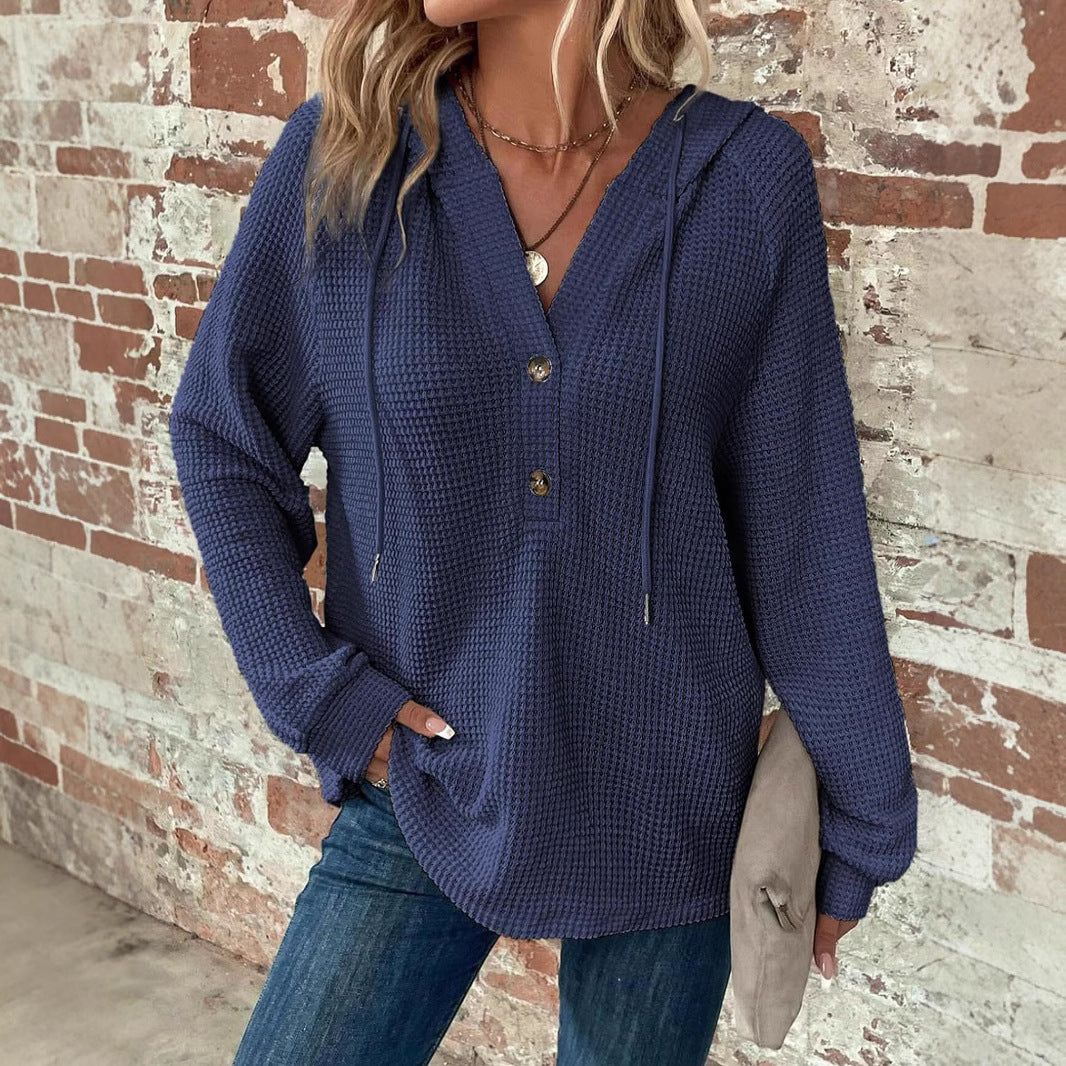Pullover Damen mit Kapuze und Knopfleiste - J&B - 9 - Jasminaboutique.com