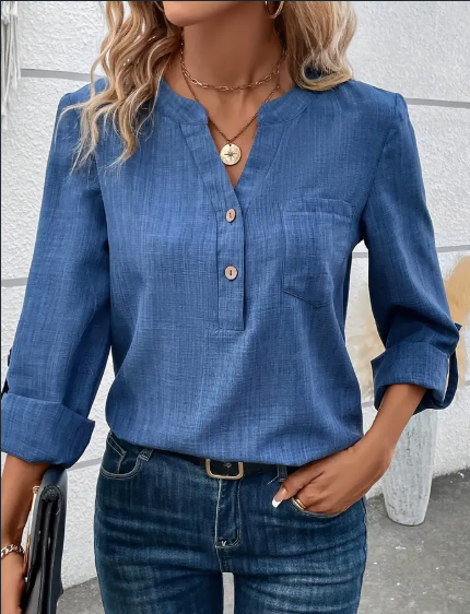 Bluse Damen mit Knopfleiste und Brusttasche - J&B - 1 - Jasminaboutique.com