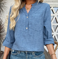 Bluse Damen mit Knopfleiste und Brusttasche - J&B - 2 - Jasminaboutique.com