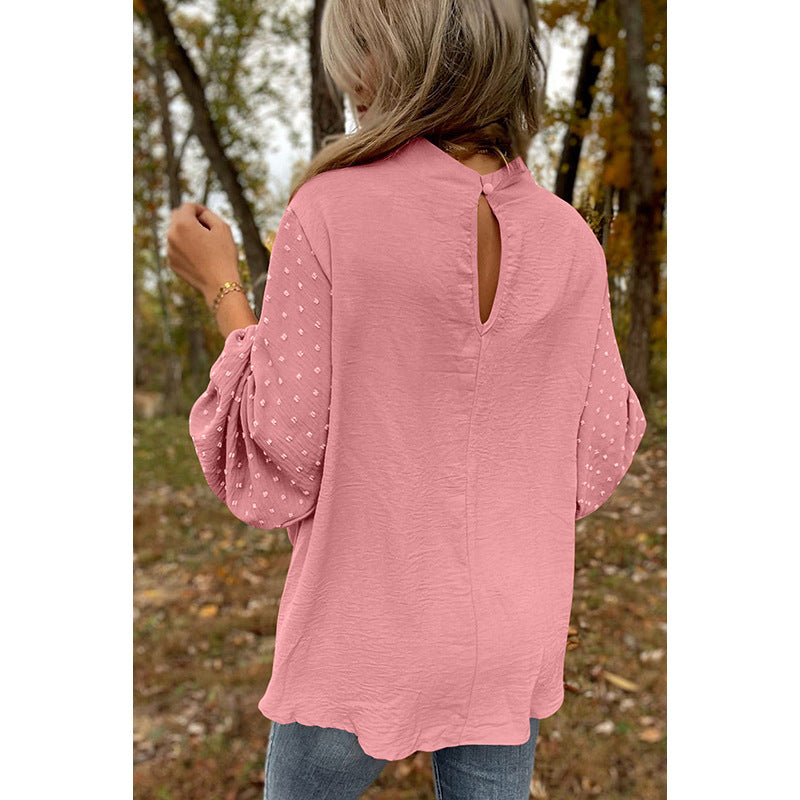 Bluse Damen mit weitem Schnitt und Puffärmeln - J&B - 5 - Jasminaboutique.com