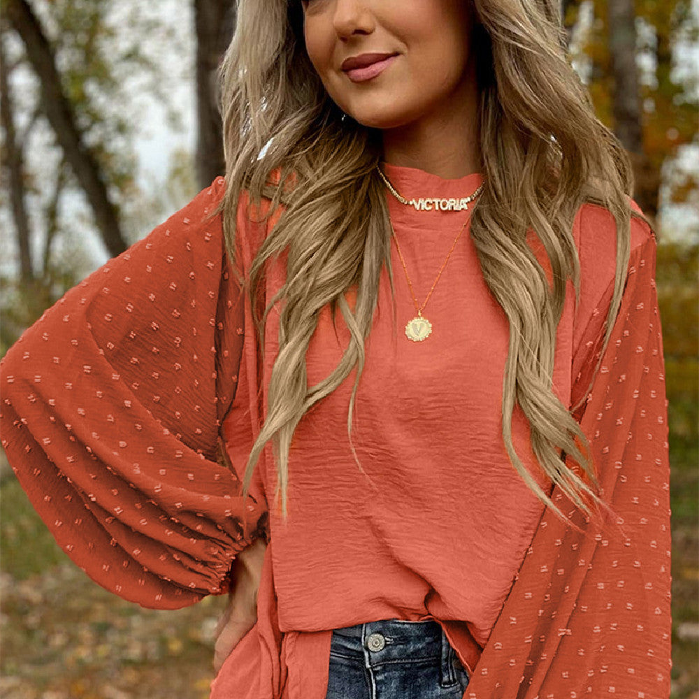 Bluse Damen mit weitem Schnitt und Puffärmeln - J&B - 7 - Jasminaboutique.com