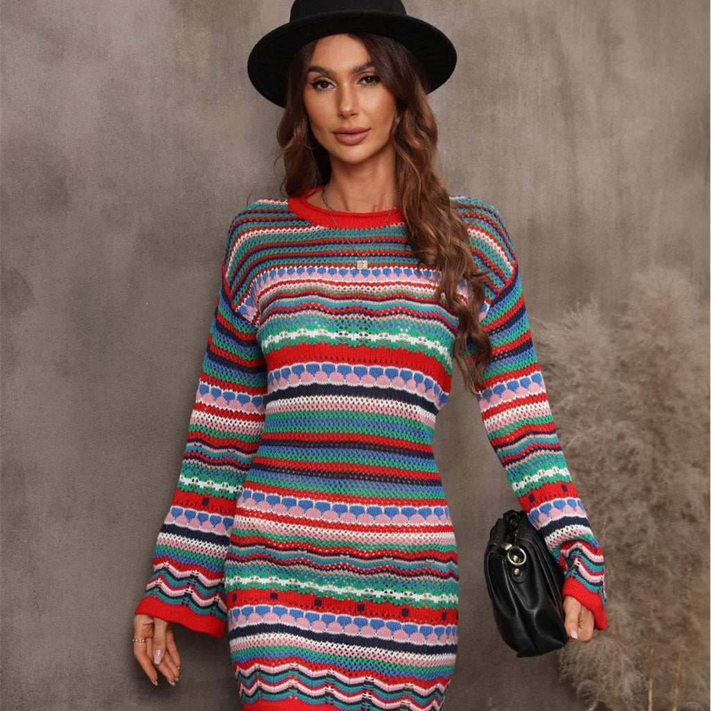 Kleid Damen mit weitem Schnitt und auffälligem Muster - J&B - 7 - Jasminaboutique.com