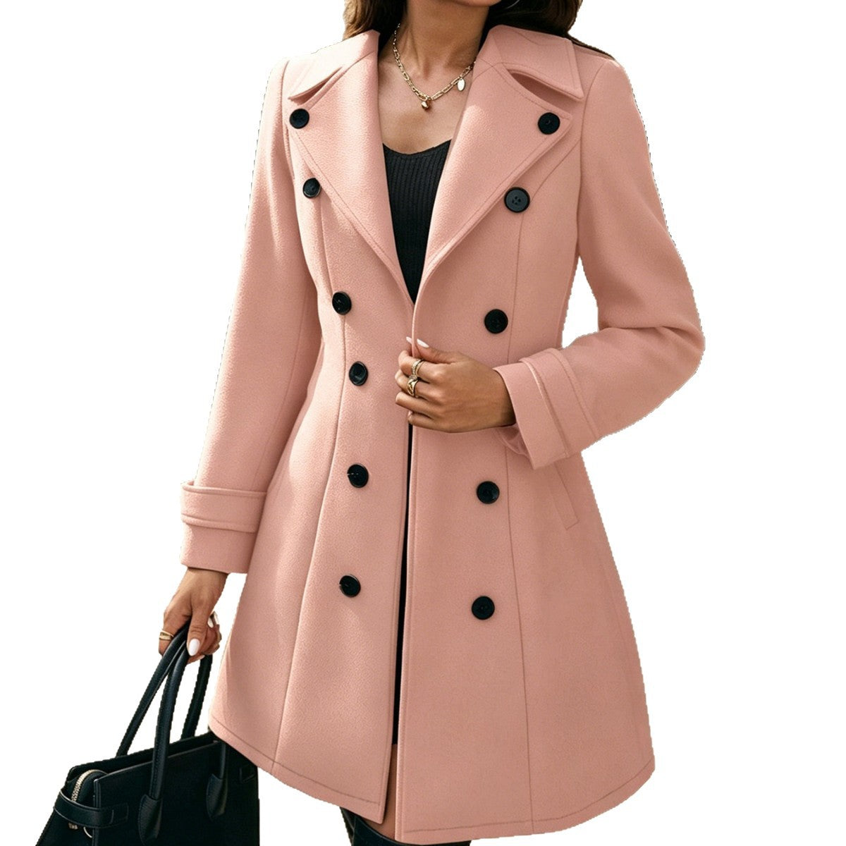 Damen Mantel Doppelte Knopfleiste mit elegantem Schnitt - J&B - 7 - Jasminaboutique.com
