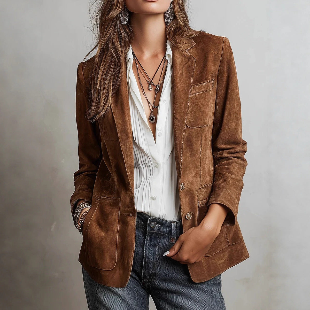 Blazer Damen mit schmalem Schnitt und eleganten Details - J&B - 5 - Jasminaboutique.com
