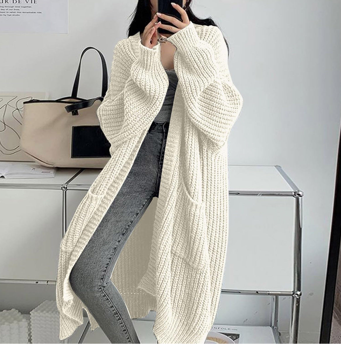 Cardigan Damen mit lockerer Passform und Taschen - J&B - 2 - Jasminaboutique.com