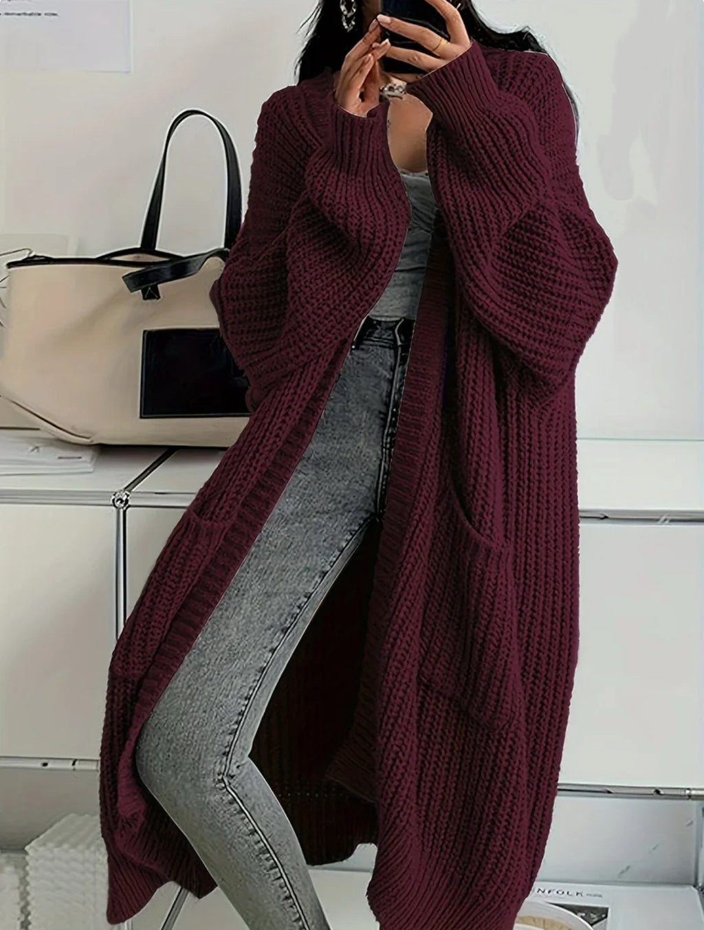 Cardigan Damen mit lockerer Passform und Taschen - J&B - 9 - Jasminaboutique.com