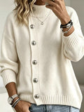Pullover Damen mit Stehkragen und Knopfdetails - J&B - 6 - Jasminaboutique.com