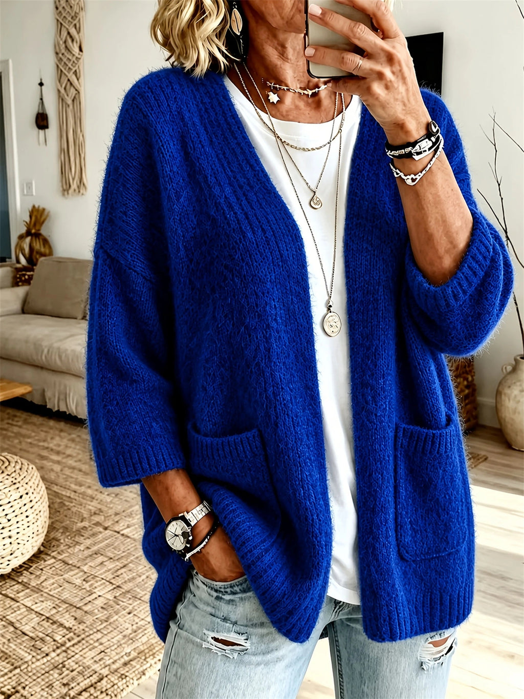 Cardigan Damen mit Taschen und lockerer Passform - J&B - 7 - Jasminaboutique.com