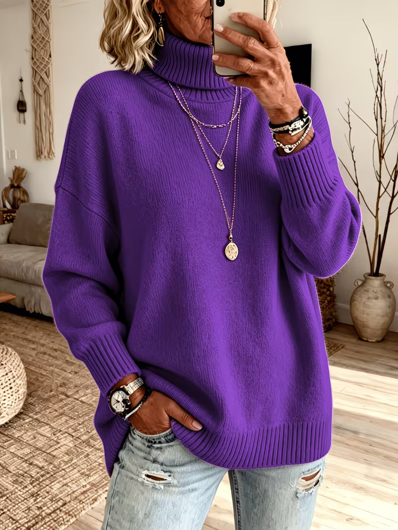 Pullover Damen mit Stehkragen und lockerer Passform - J&B - 10 - Jasminaboutique.com