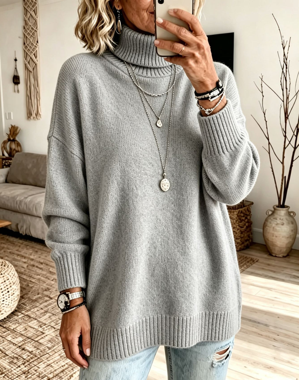 Pullover Damen mit Stehkragen und lockerer Passform - J&B - 13 - Jasminaboutique.com