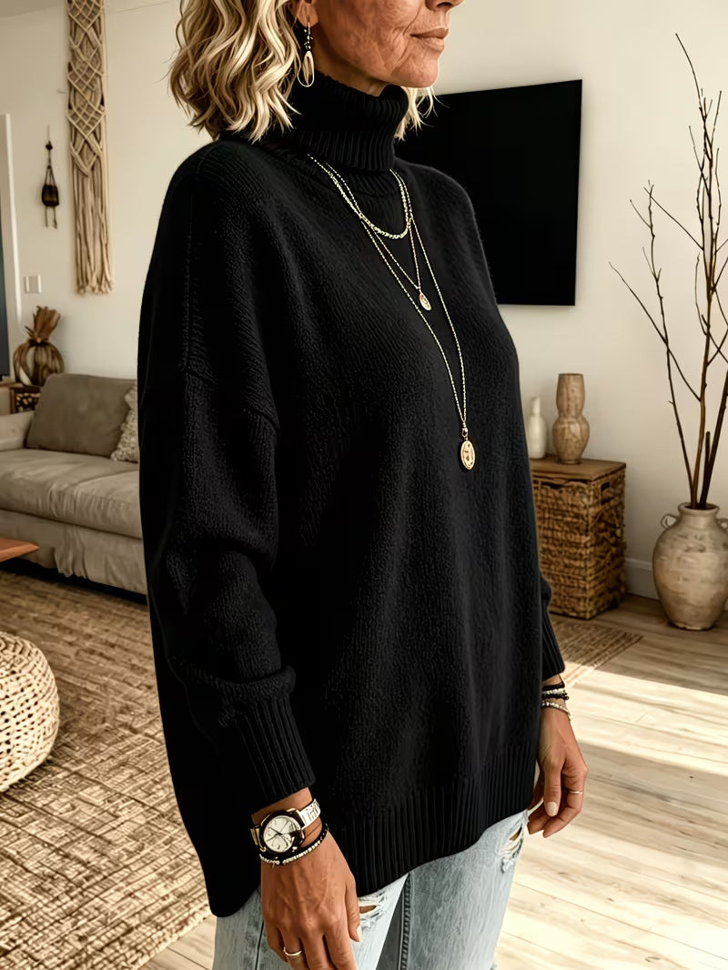 Pullover Damen mit Stehkragen und lockerer Passform - J&B - 14 - Jasminaboutique.com