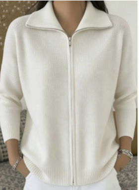 Cardigan Damen mit Reißverschluss und Stehkragen - J&B - 3 - Jasminaboutique.com