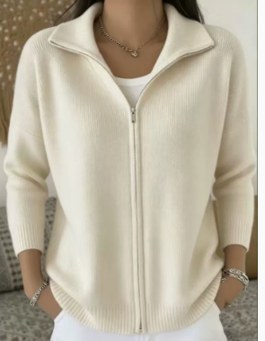 Cardigan Damen mit Reißverschluss und Stehkragen - J&B - 7 - Jasminaboutique.com