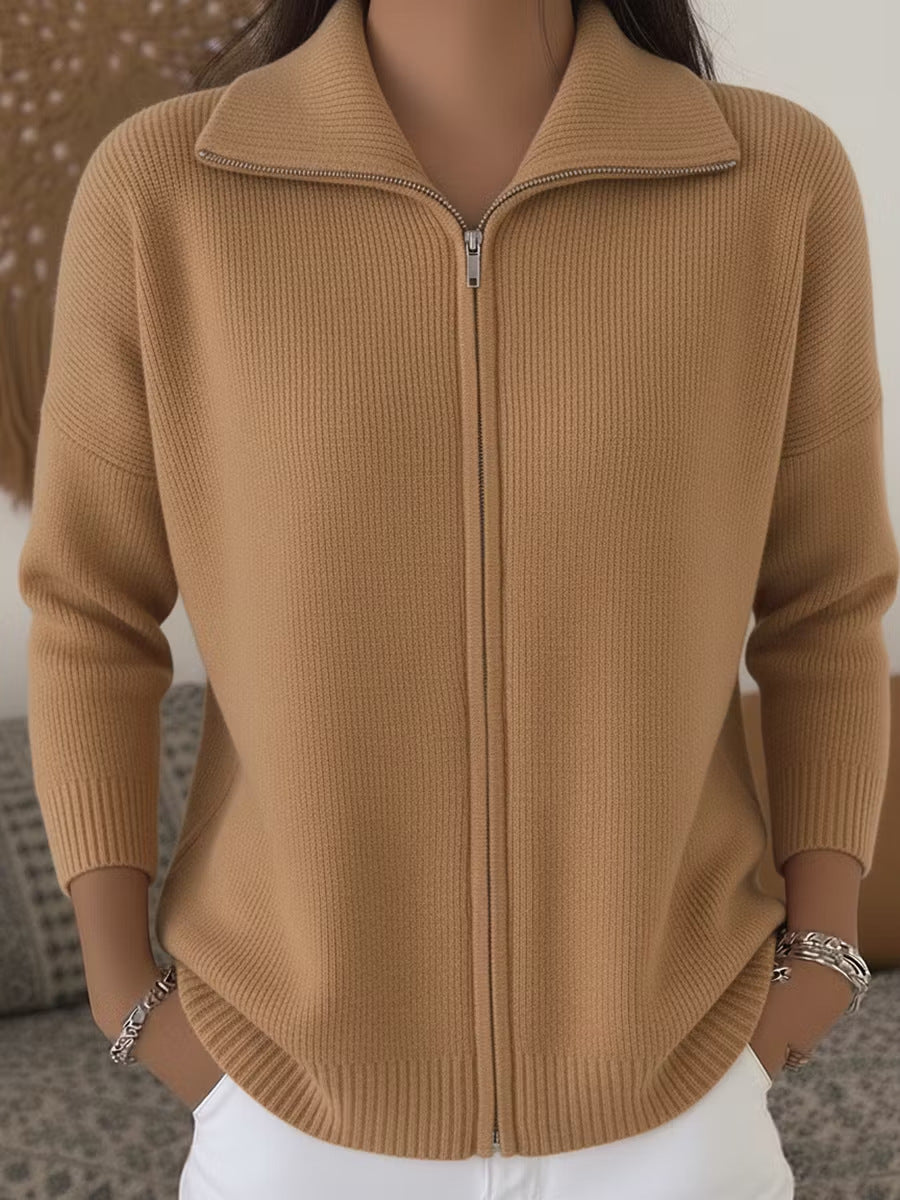 Cardigan Damen mit Reißverschluss und Stehkragen - J&B - 8 - Jasminaboutique.com