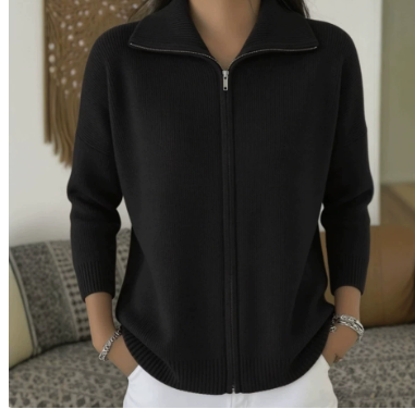 Cardigan Damen mit Reißverschluss und Stehkragen - J&B - 9 - Jasminaboutique.com