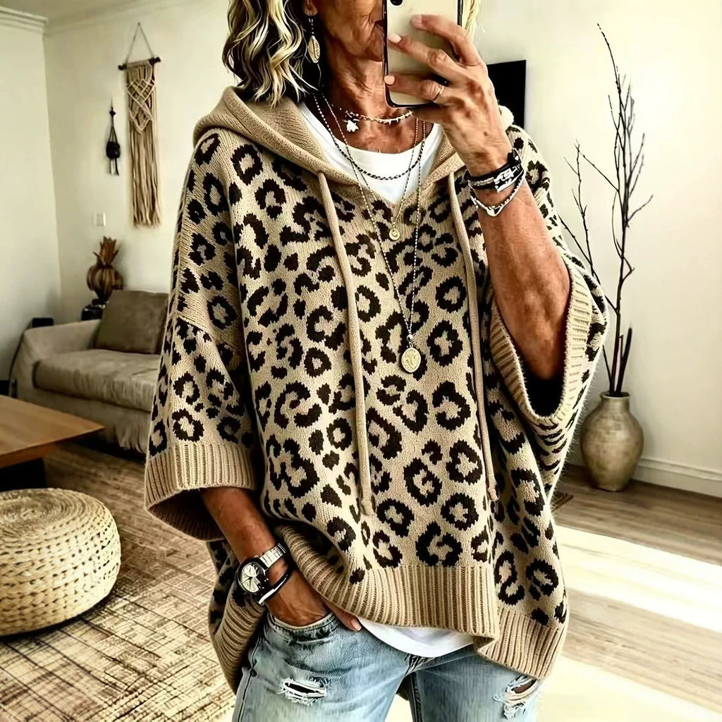 Pullover Damen mit Kapuze und Leopardenmuster - J&B - 1 - Jasminaboutique.com