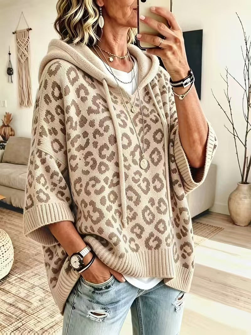 Pullover Damen mit Kapuze und Leopardenmuster - J&B - 7 - Jasminaboutique.com