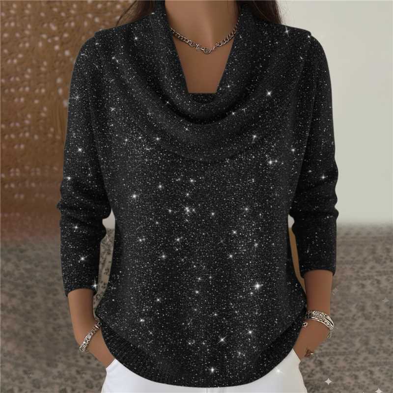 Pullover Damen mit lässigem Wasserfallausschnitt und 3/4-Ärmeln - J&B - 1 - Jasminaboutique.com