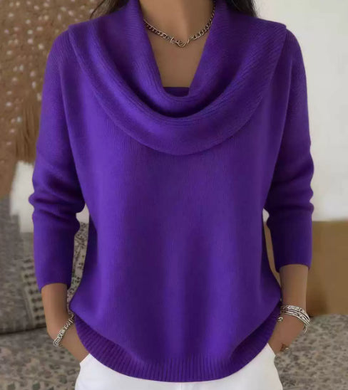 Pullover Damen mit lässigem Wasserfallausschnitt und 3/4-Ärmeln - J&B - 2 - Jasminaboutique.com