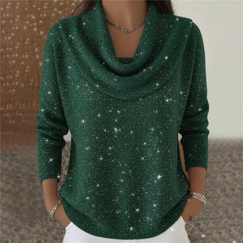 Pullover Damen mit lässigem Wasserfallausschnitt und 3/4-Ärmeln - J&B - 3 - Jasminaboutique.com