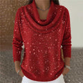 Pullover Damen mit lässigem Wasserfallausschnitt und 3/4-Ärmeln - J&B - 4 - Jasminaboutique.com