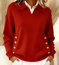 Pullover Damen mit Umlegekragen und Knopfdetails - J&B - 10 - Jasminaboutique.com