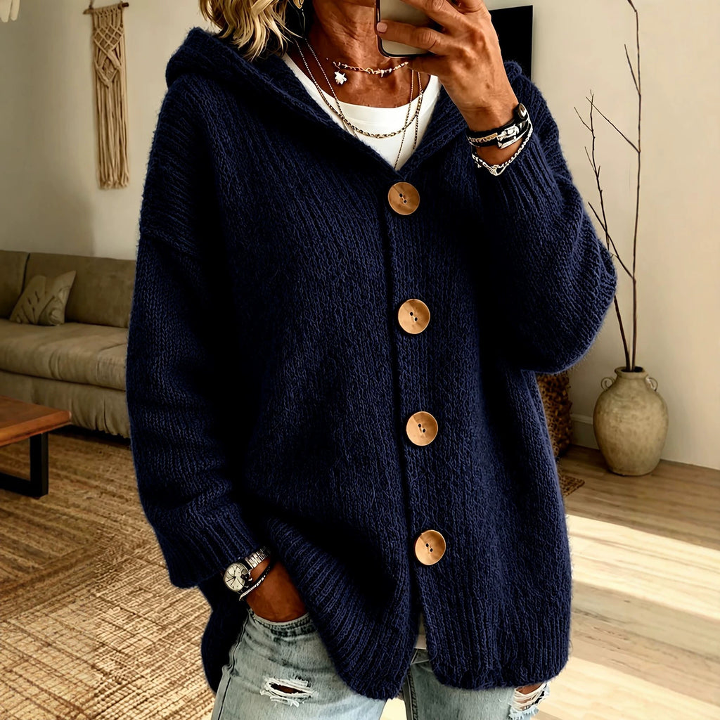 Cardigan Damen mit Kapuze und Knopfverschluss - J&B - 2 - Jasminaboutique.com