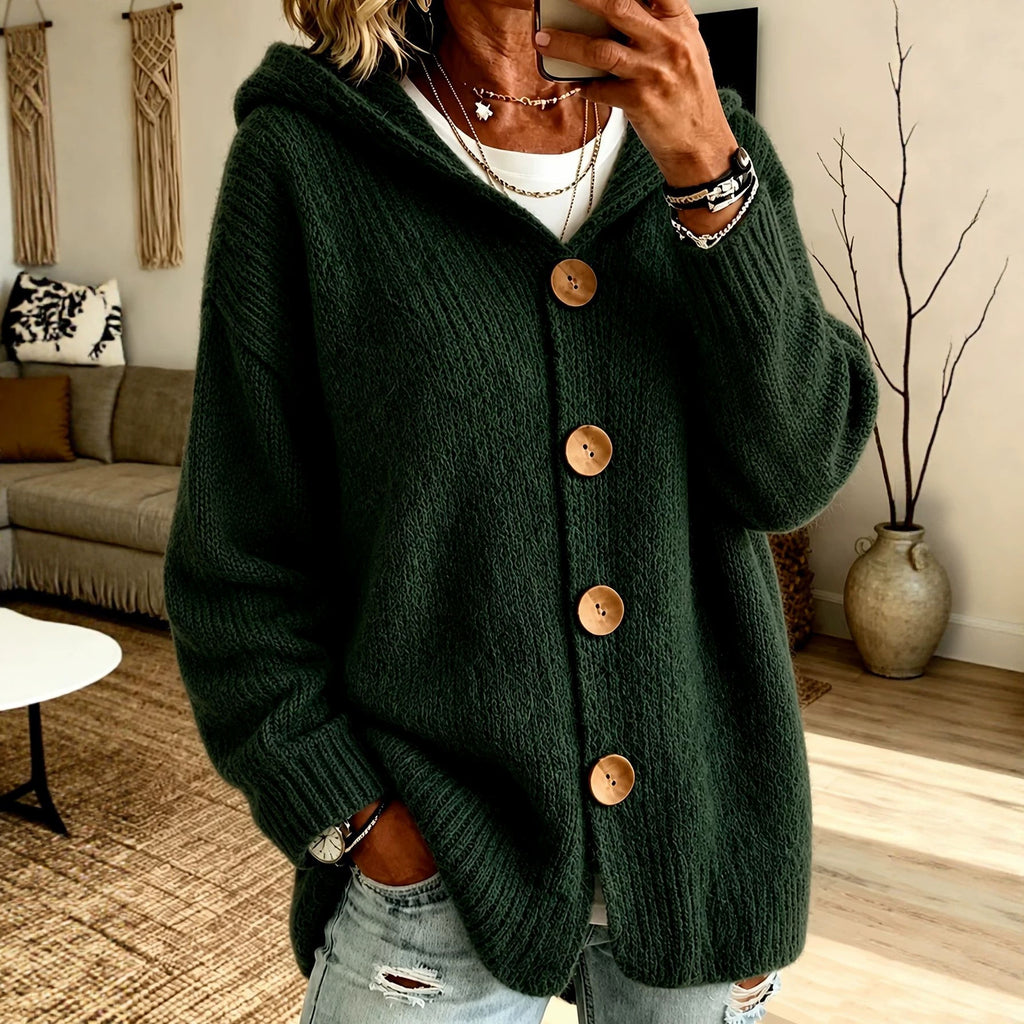Cardigan Damen mit Kapuze und Knopfverschluss - J&B - 5 - Jasminaboutique.com