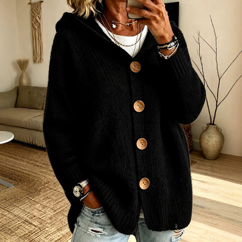 Cardigan Damen mit Kapuze und Knopfverschluss - J&B - 6 - Jasminaboutique.com