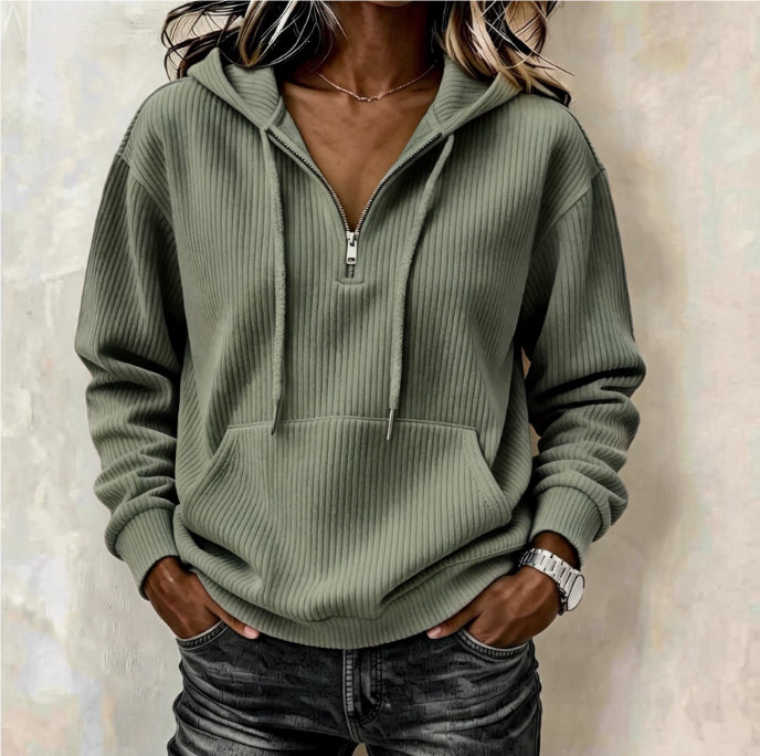 Hoodie Damen mit Kapuze und Reißverschluss - J&B - 2 - Jasminaboutique.com