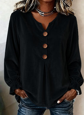 Bluse Damen mit V-Ausschnitt und Knopfleiste - J&B - 1 - Jasminaboutique.com