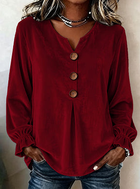 Bluse Damen mit V-Ausschnitt und Knopfleiste - J&B - 2 - Jasminaboutique.com